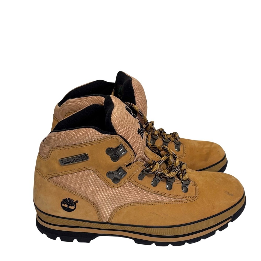 Timberland Mens Euro Hiker Work Boots Size 10M Wheat Brown Suede Canvas Gorpcore
